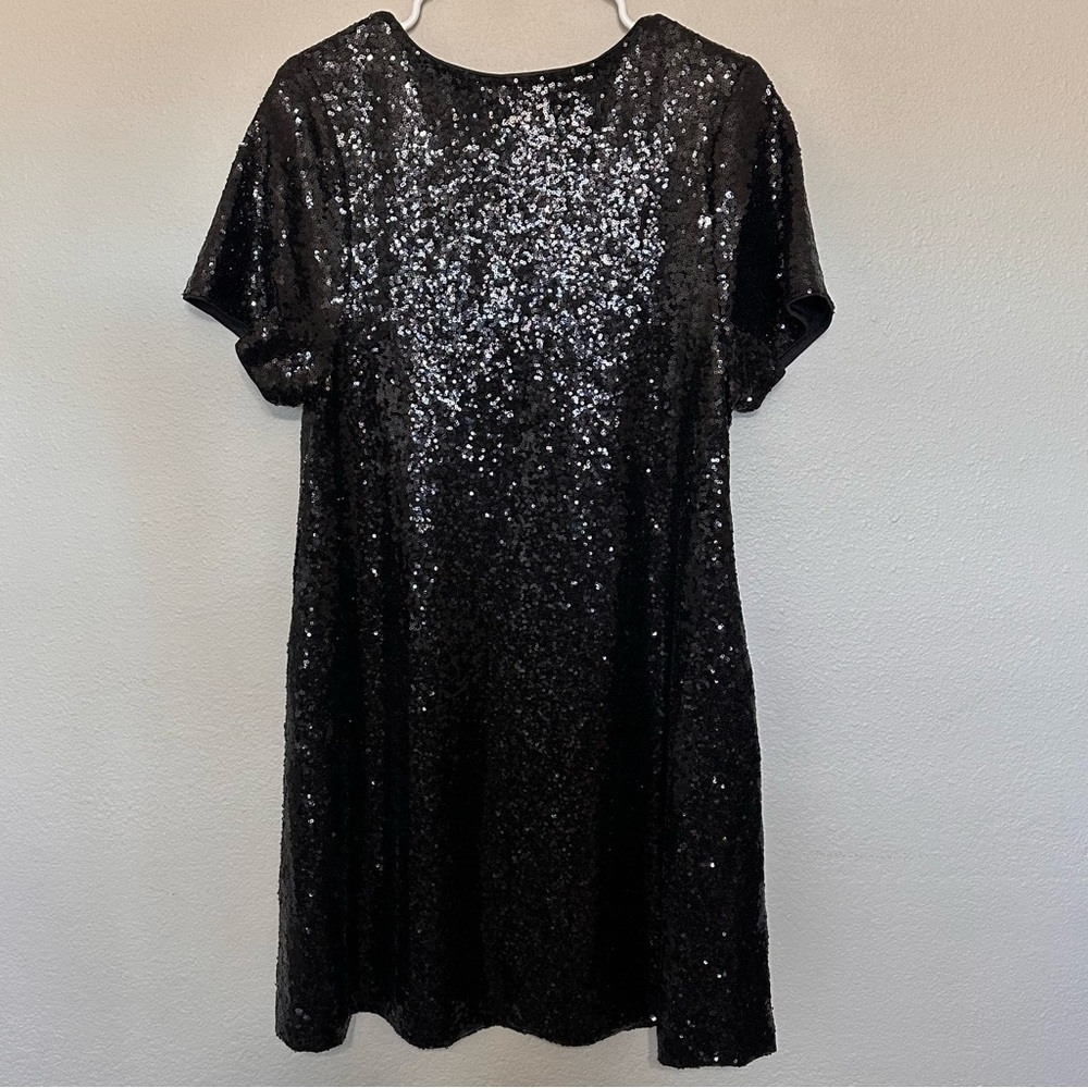 Anna Kaci Black Sequined Shift Tunic T-Shirt Mini Dress, XL - Picture 4 of 5